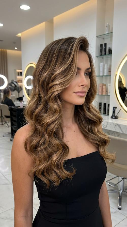 Sideswept Hollywood Waves for Strapless Gowns