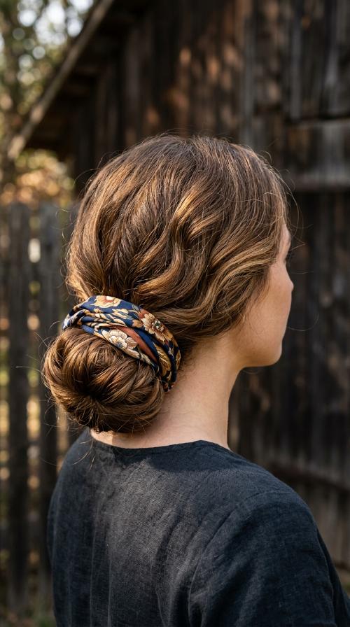 Silk Scarf Low Bun