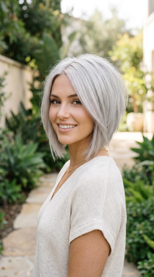 Silver Platinum Inverted Bob