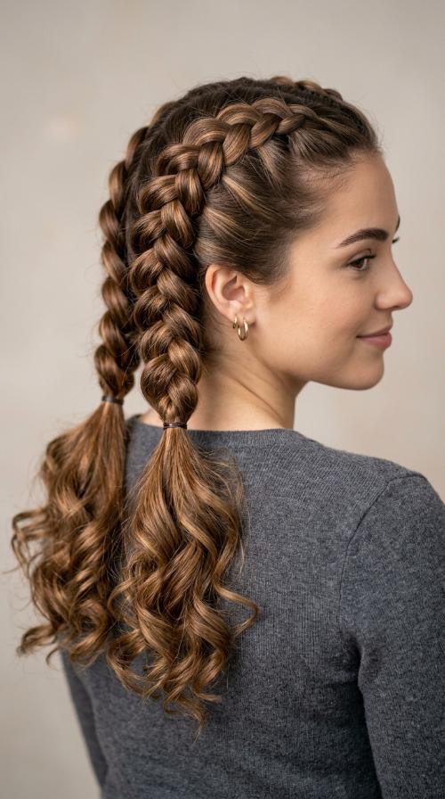 Simple Dutch Braid Pigtails
