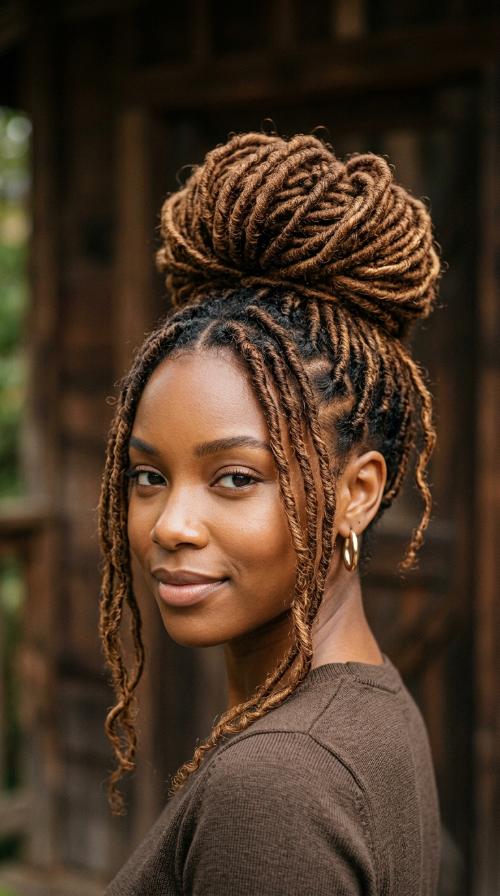 Sister Locs High Bun