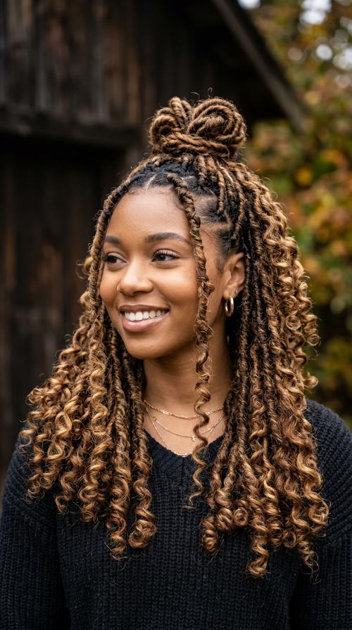 Sister Locs with Curls