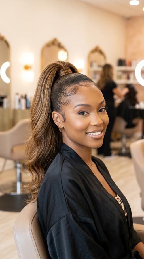 Sleek High Ponytail with Baby Hairs