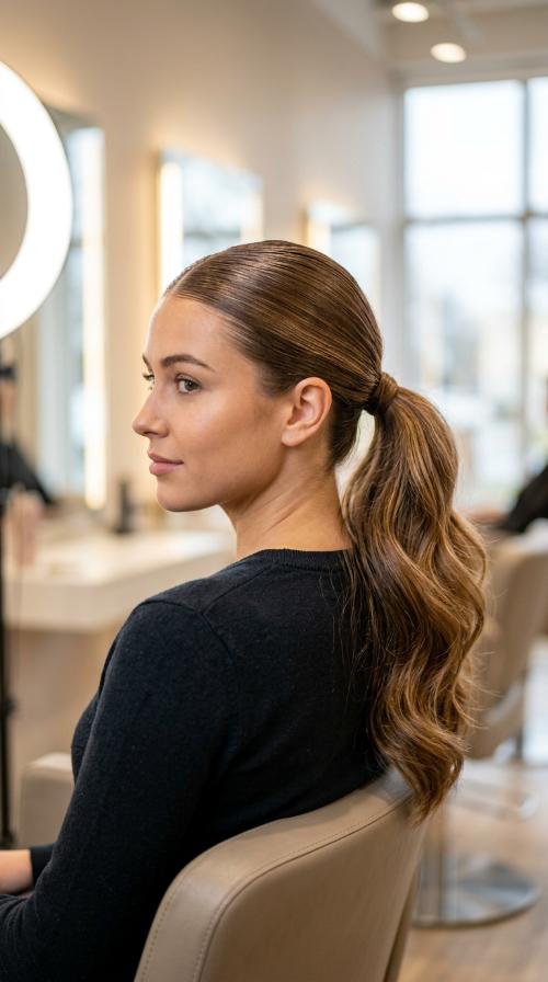 Sleek Low Pony with Gel