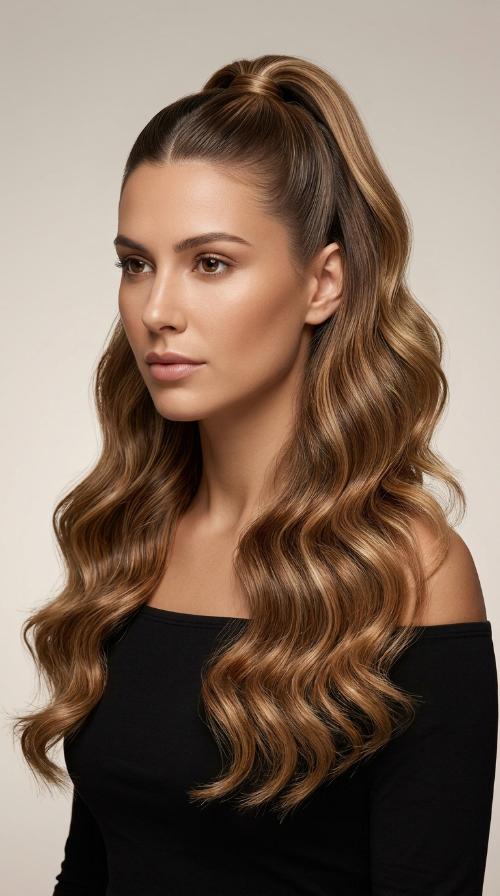 Sleek Middle Part with Glass Finish