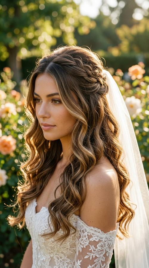 Sleek Middle Part with Veil