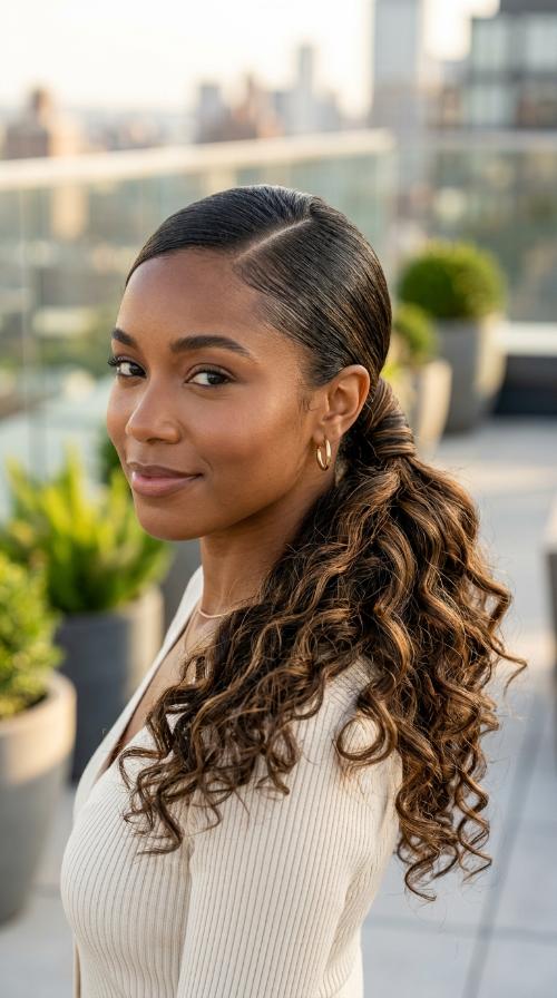 Sleek Side-Parted Ponytail