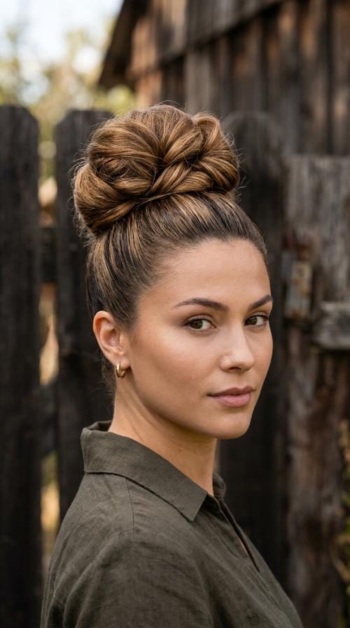 Slicked Back High Bun
