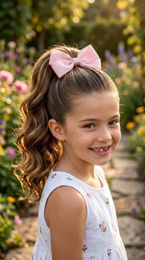 Slicked-Back High Pony with Bow