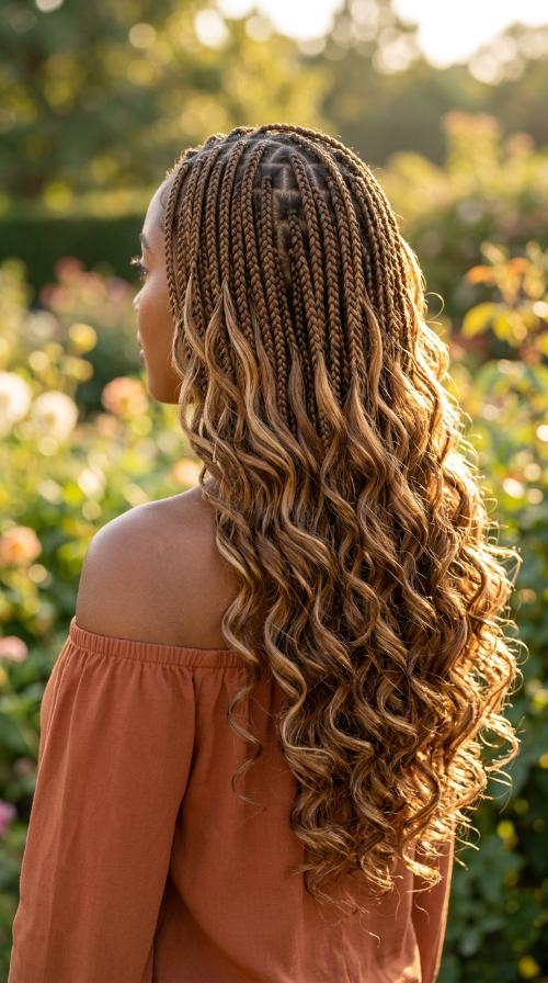 Small Butt-Length Knotless Braids