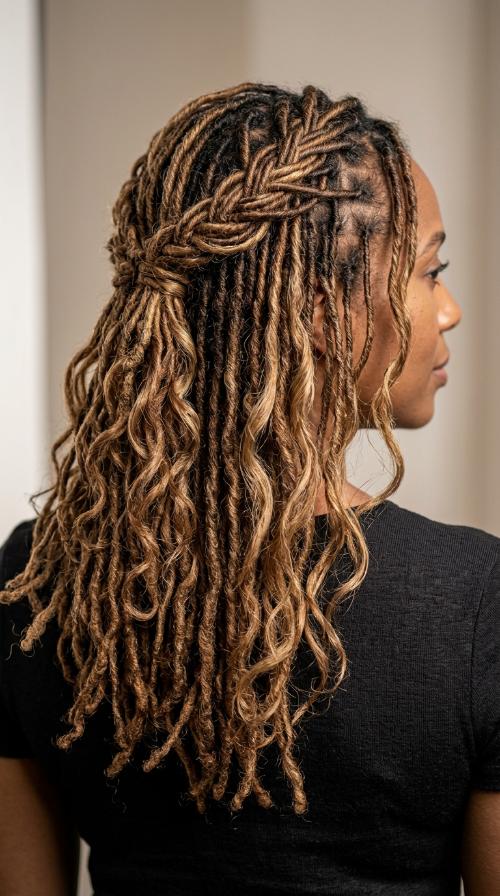 Small Traditional Locs for Adults at Mid Back