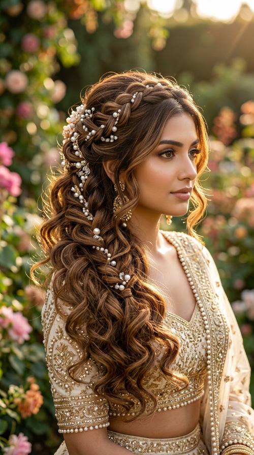 Soft Curls with Pearl Accessories