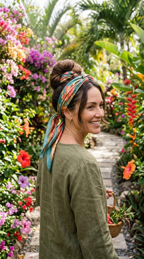 Soft Scarf-Wrapped Bun