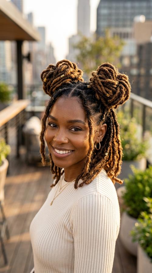 Space Bun Short Locs