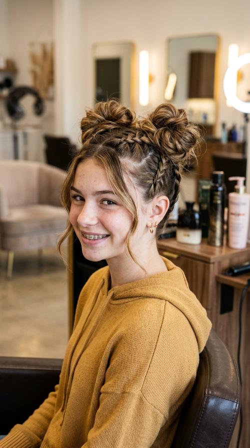 Space Buns with Braided Undercut