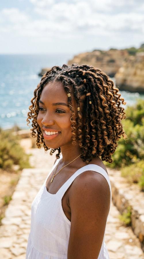Spiral Curled Short Real Locs