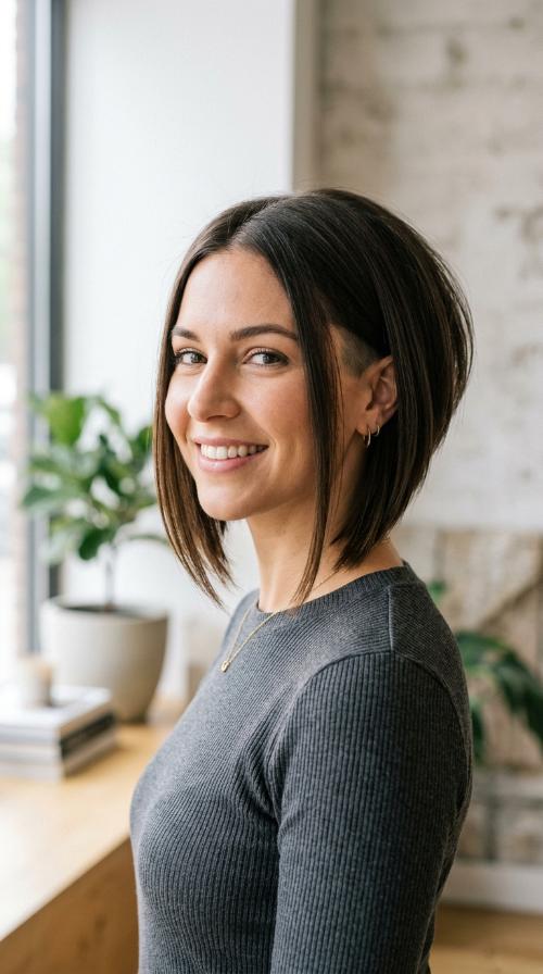 Straight Inverted Bob with Undercut