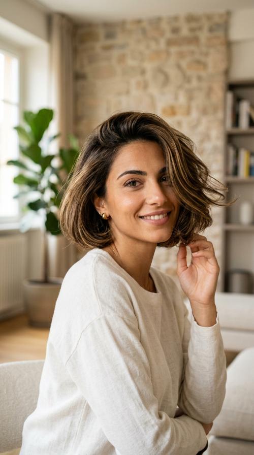 Subtle Honey Highlights Bob