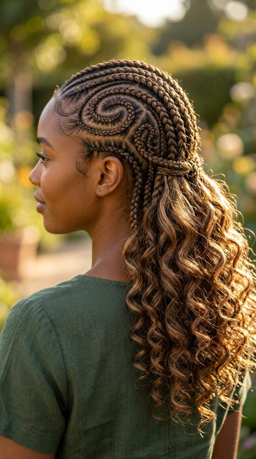 Swirled Snake Pattern Back Braids