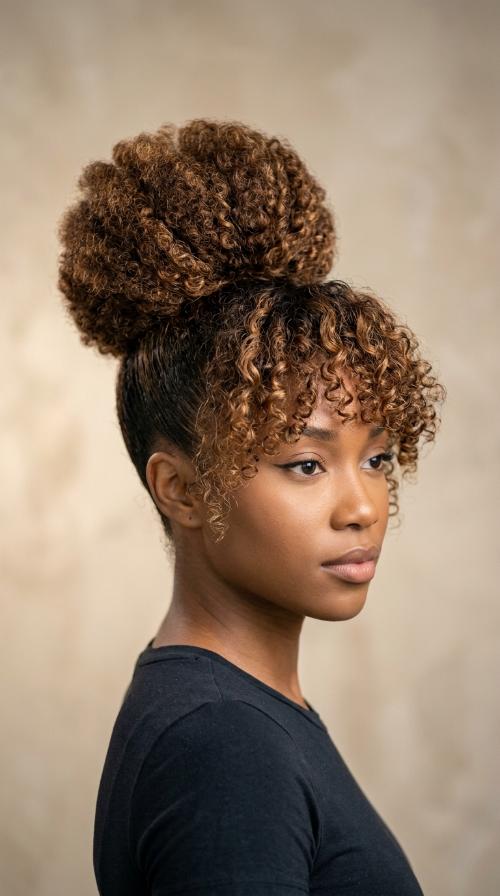 Textured Bun with Side-Swept Bangs