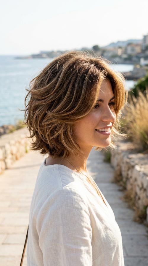 Textured Ear-Length Crop