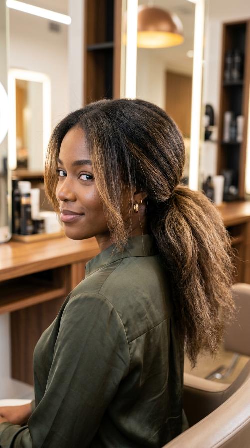 Textured Kinky Straight Ponytail