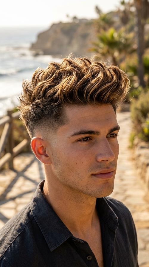 Textured Mohawk with Burst Fade