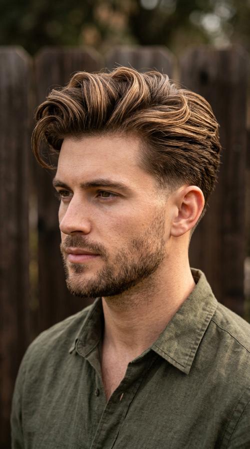 Textured Quiff with Tapered Sides