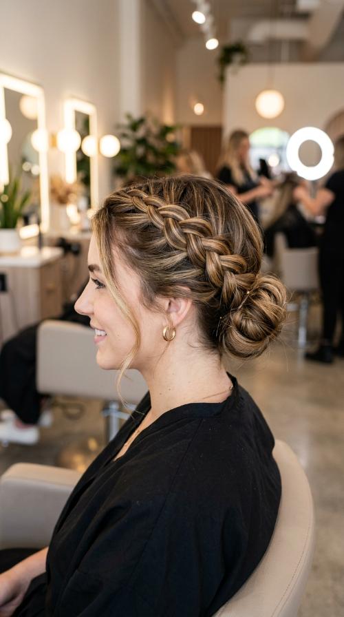The Dutch Braid Low Bun