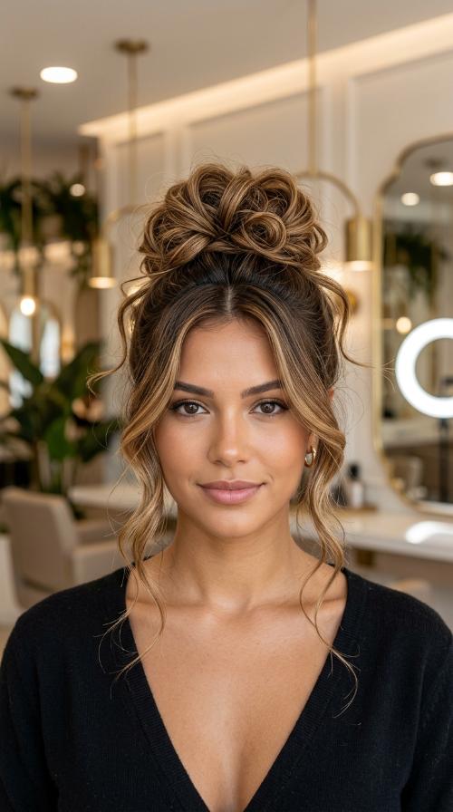 The Messy High Bun with Tendrils