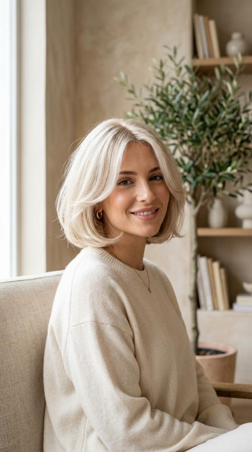 The Soft Platinum Italian Bob