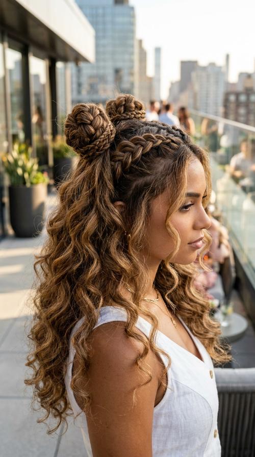Tight Braided Space Buns