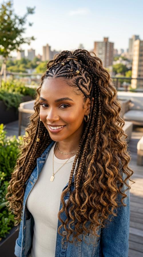 Tribal Braids with Heart Patterns