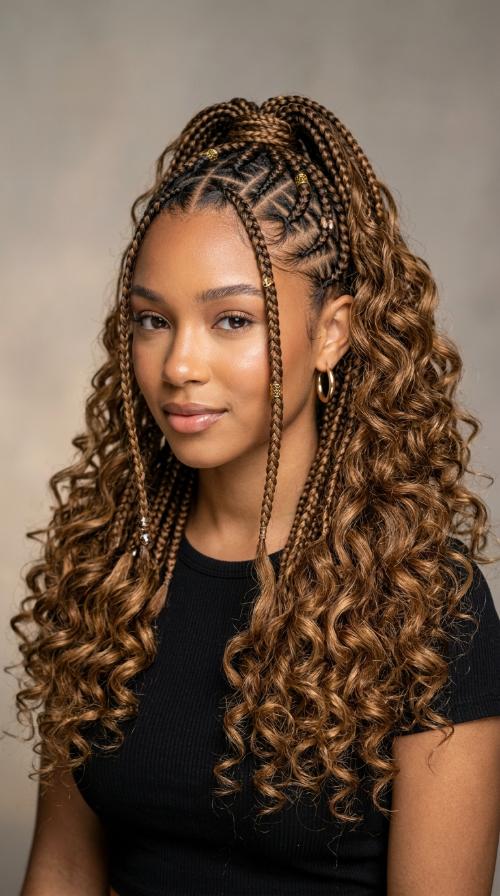 Tribal Braids with Partings