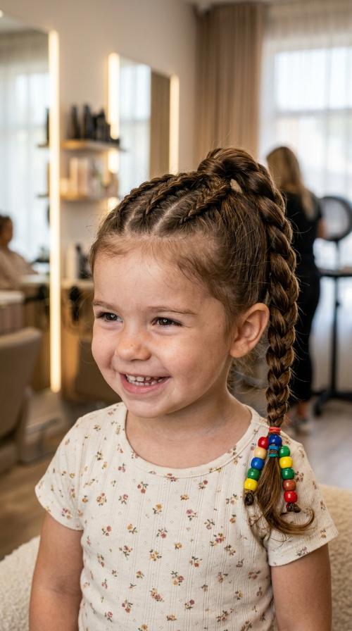 Triple Braided Ponytail with Secure End Beads