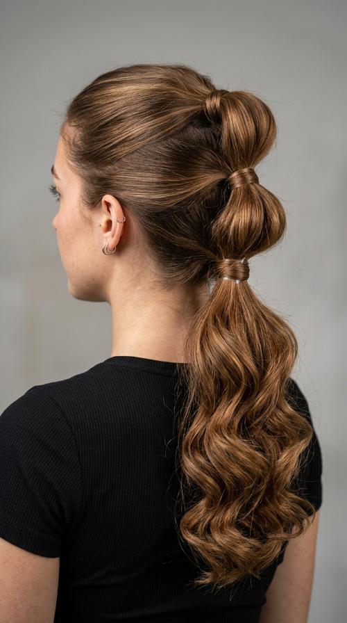 Triple Stacked Ponytail