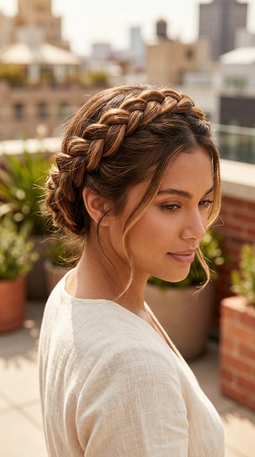 Tucked-In Milkmaid Braids