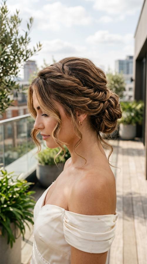 Twisted Low Updo for Off-the-Shoulder Styles