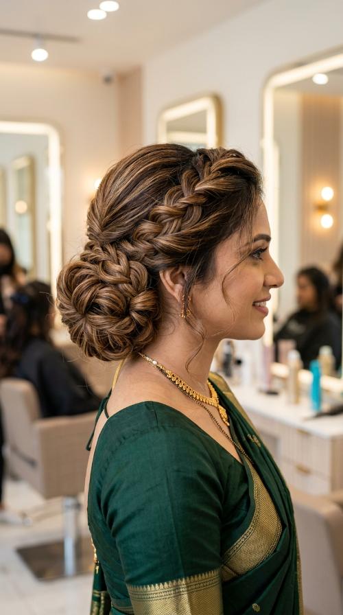 Twisted Side Bun for Coorgi Style