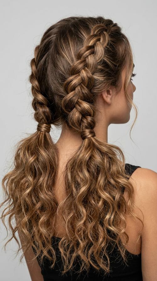 Two Low Pigtail Braids