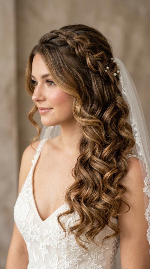 V-Neck with Side-Swept Curls