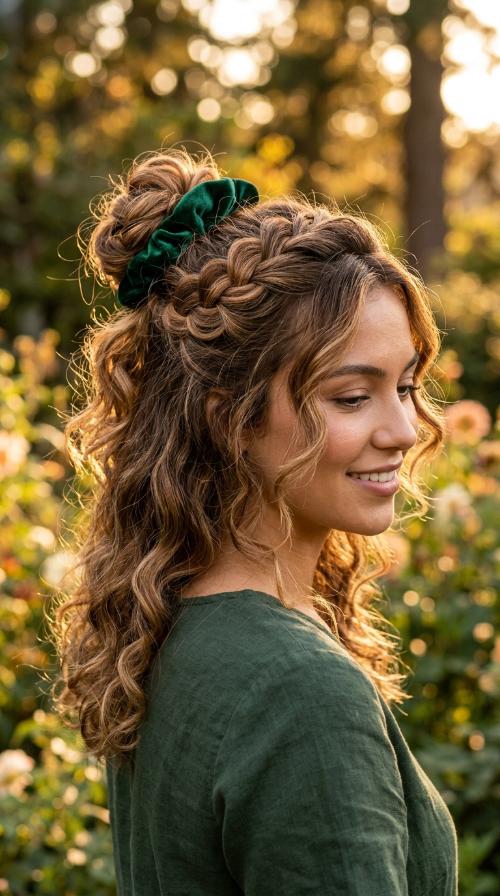 Velvet Scrunchie Half-Up