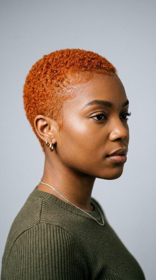 Vibrant Carrot Buzz Cut