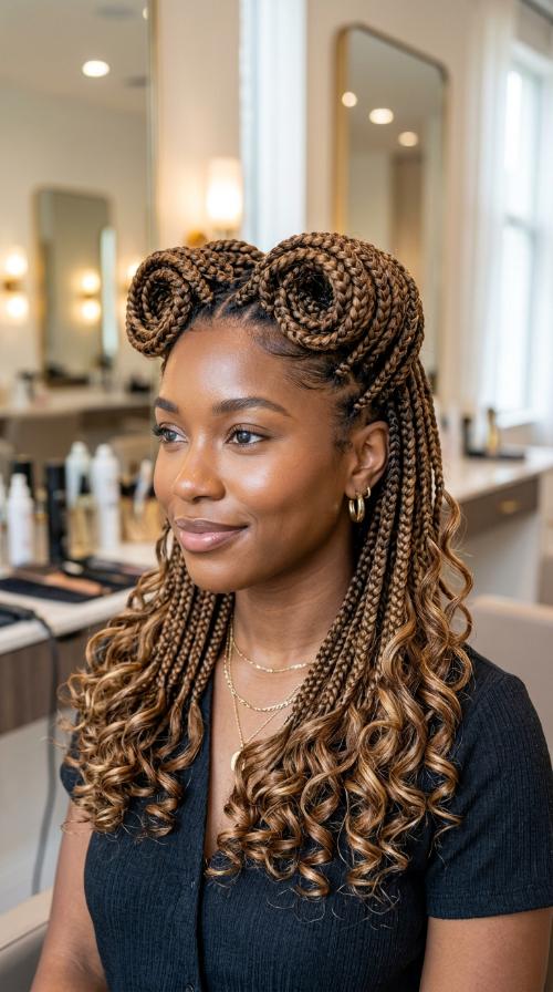 Victory Rolls with Box Braids