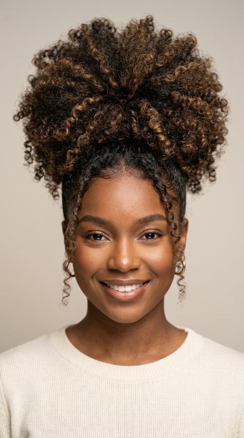 Voluminous Afro Puff Bun