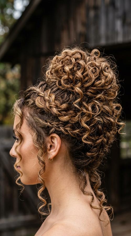 Voluminous Curly Pineapple Updo