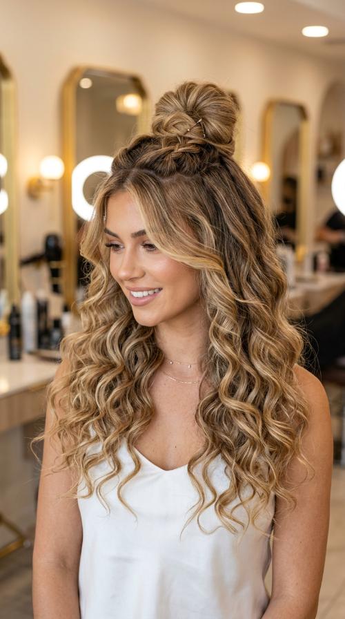 Voluminous Half-Up Top Knot