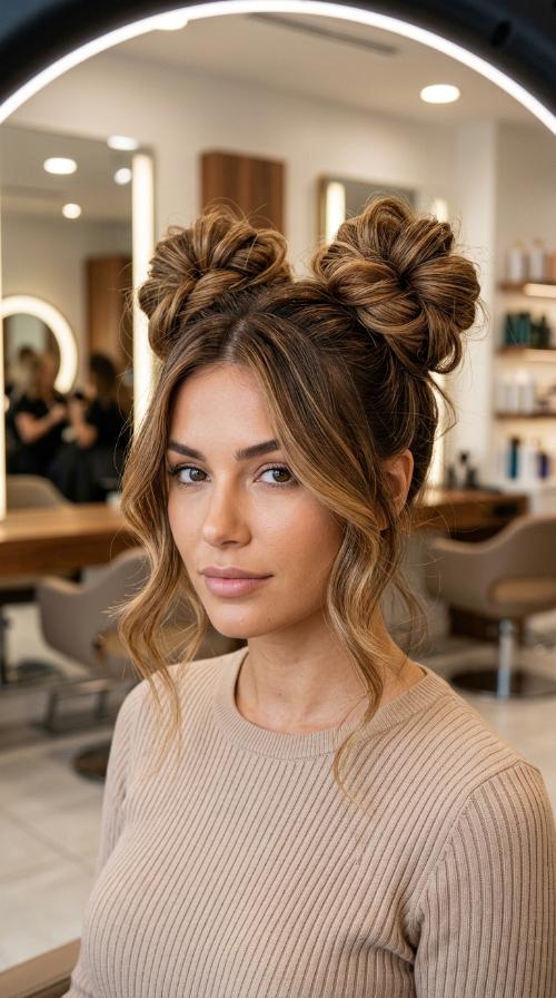 Voluminous High Space Buns