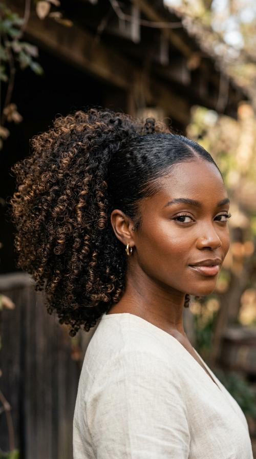 Voluminous Natural Curly Puff