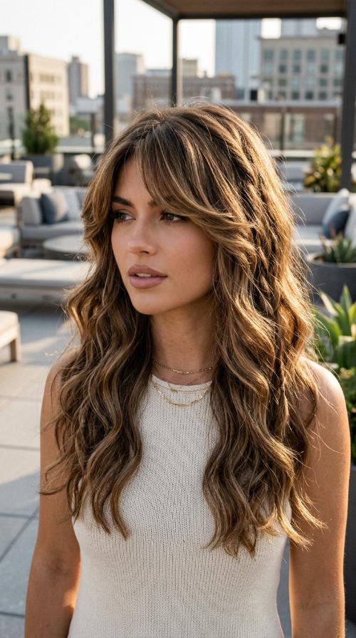 Voluminous Side-Swept Bangs